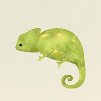 Chameleon drawing on pastel yellow background
