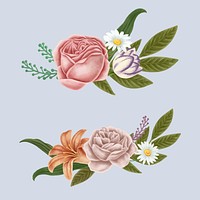 Vintage flower bouquet collection vector