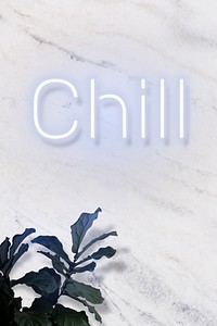 Chill neon word on marbled backgroundvector