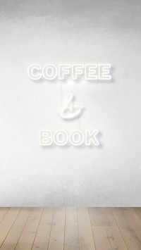 Coffee &amp; book neon word vector