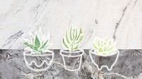Green neon cactus collection on a gray background vector