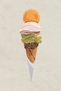 Ice cream cone with a wafer topping design element