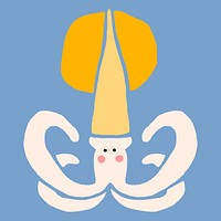 White squid on blue background vector