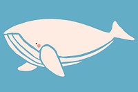 White whale on blue background template illustration
