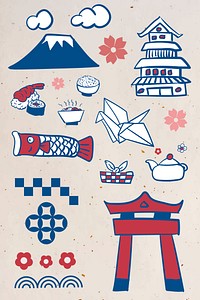 Japanese culture element set template illustration