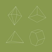 Minimal geometrical shapes on green background vector set