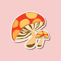 Cute polka dots mushroom sticker design element vector