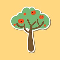 Cute apple tree sticker design element