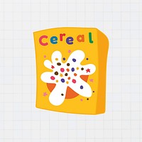 Cute cereal box doodle sticker vector