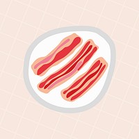 Cute bacon stripes doodle sticker vector