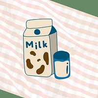 Cute milk carton doodle sticker vector