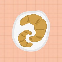 Cute croissants doodle sticker vector