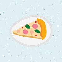 Slice of pizza doodle sticker vector