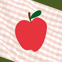 Cute red apple doodle sticker vector