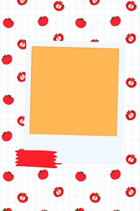 Vector instant photo frame on tomato pattern background