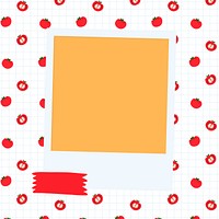 Vector instant photo frame on tomato pattern background