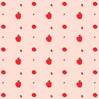 Apple strawberry seamless pattern pink background
