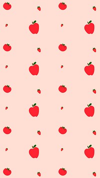 Apple strawberry seamless pattern pink background