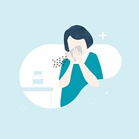 Coughing woman character vector