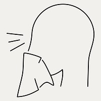 Line drawing character sneezing from COVID-19 symptoms element vector