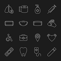 Medical and healthcare covid 19 icon set element  vector