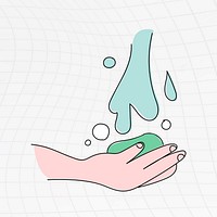 Washing hands with a bar soap under running water character vector
