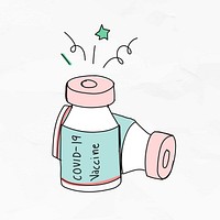COVID-19 vaccine bottle doodle illustration