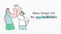 Elbow bumps vector new normal lifestyle doodle poster