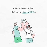 Elbow bumps new normal lifestyle doodle social media post
