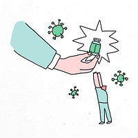 Vaccine demand doodle illustration with character