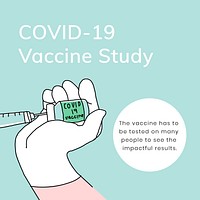 Covid 19 vaccine study doodle illustration with text