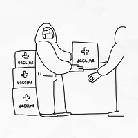Vaccine distribution psd for clinical trial doodle illustration