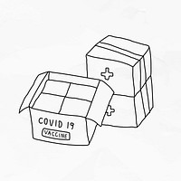 Covid-19 vaccine distribution psd doodle illustration