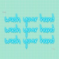 Wash your hands during coronavirus pandemic neon signs vector