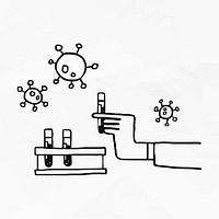 Lab technician getting a centrifuged blood test tube doodle element vector