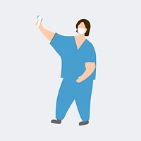 Nurse with a digital thermometer character element vector