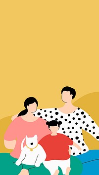 Happy family in isolation during the coronavirus pandemic mobile phone wallpaper vector