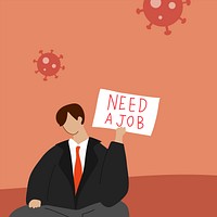 Man needs a job unemployment due to coronavirus vector