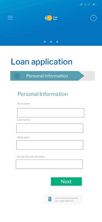 Loan application on a mobile phone screen vector