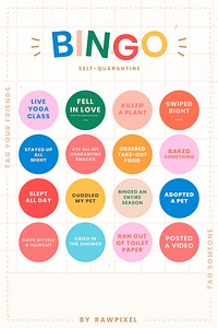 Self quarantine social media story bingo challenge vector