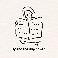 Spend the day naked at home doodle on a beige background vector