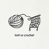 Knit or crochet during quarantine doodle style vector