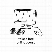 Take a free online course doodle style  vector