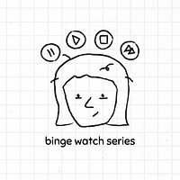 Woman binge-watch series doodle style vector