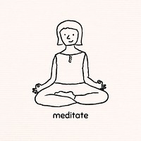 Doodle woman meditating vector