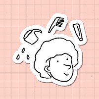 Coloring your hair doodle sticker vector