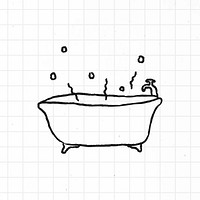 Doodle bathtub on a grid background vector