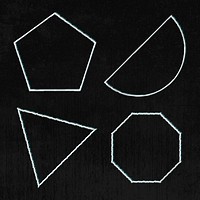Glitch geometric shape design element set on a black background