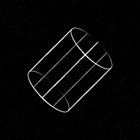 3D cylindrical shape outline on a black background vector 