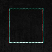 Geometric square shape with glitch effect on a black background